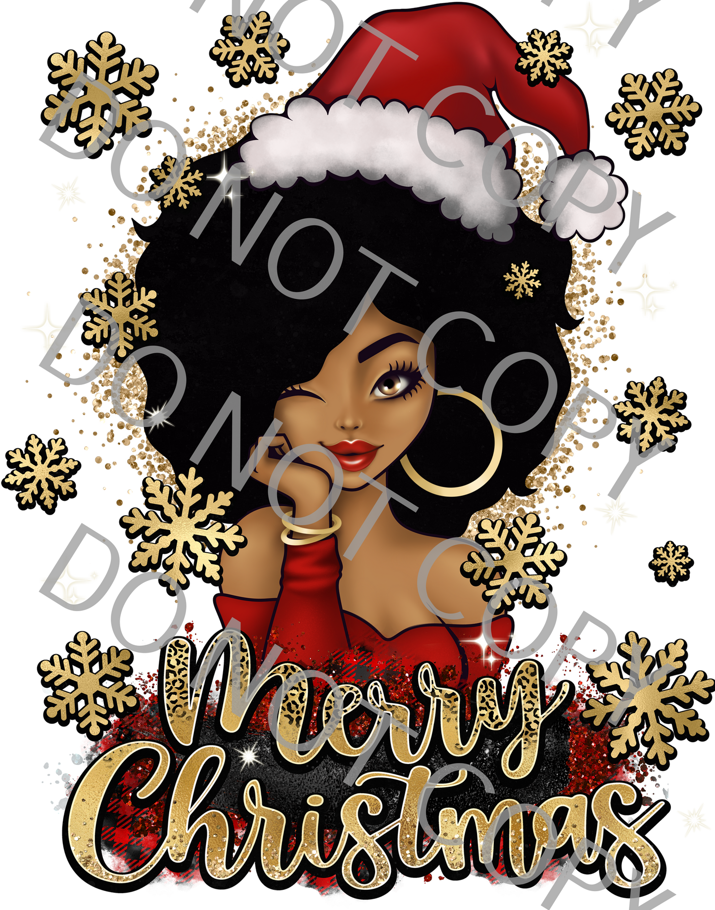 Afro Wink Girl (DTF print only) 11in x 14in