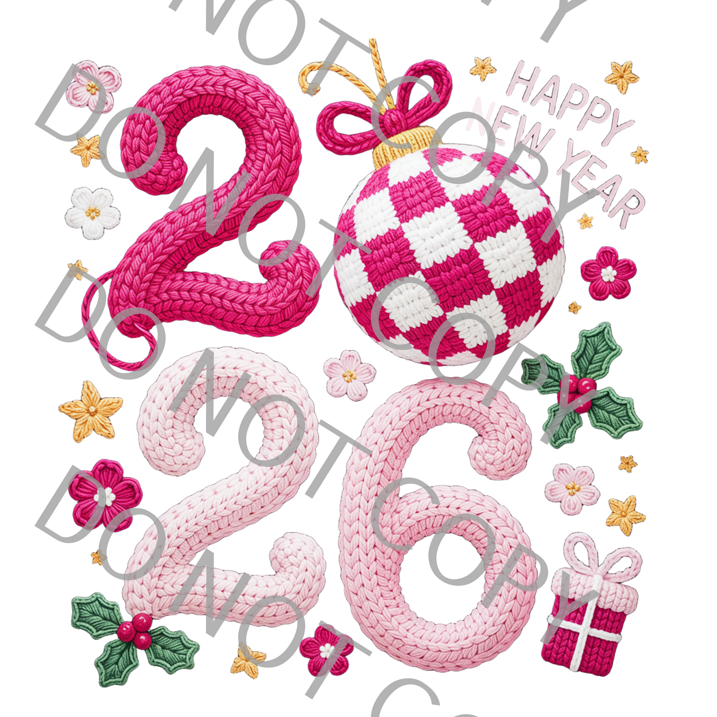 Faux Crochet 2026 11in x 12in  (DTF print only)