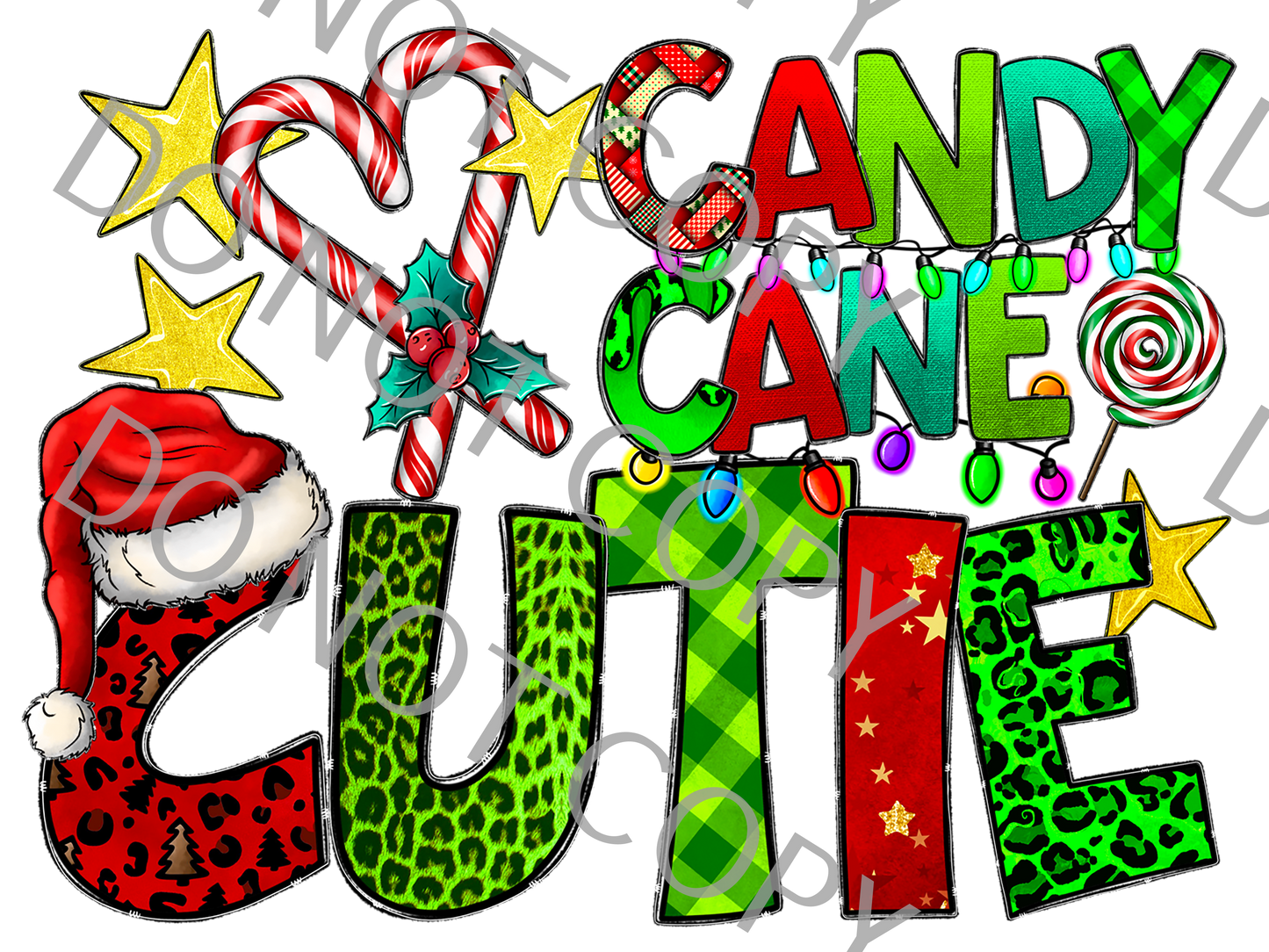 Candy Cane Cutie 11.5in x 8.5in (DTF PRINT ONLY)